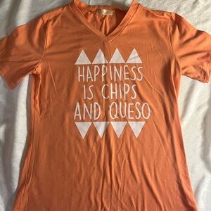 Orange Graphic Tee - Happiness is Chips and Queso woman’s size large